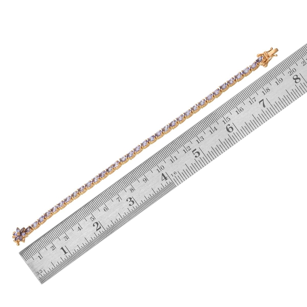 Tanzanite (Ovl), Diamond Bracelet (Size 7.5) in 14K Gold Overlay Sterling Silver 9.005 Ct.