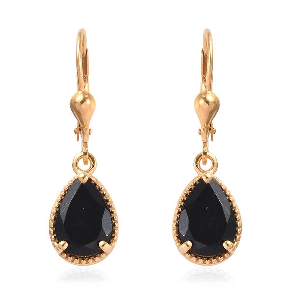 3.50 Ct Black Tourmaline Solitaire Drop Earrings in Gold Plated Sterling Silver