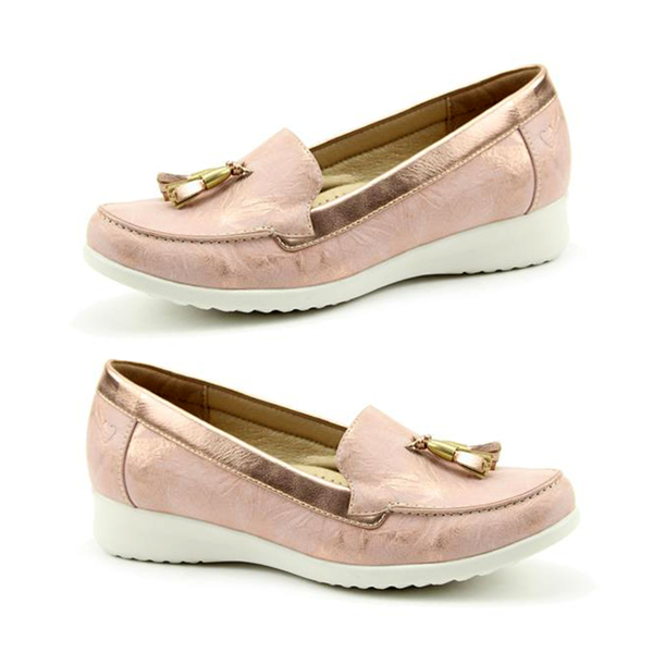 Heavenly Feet Marigold Loafers with Tassel Detail (Size 3) - Rose Gold