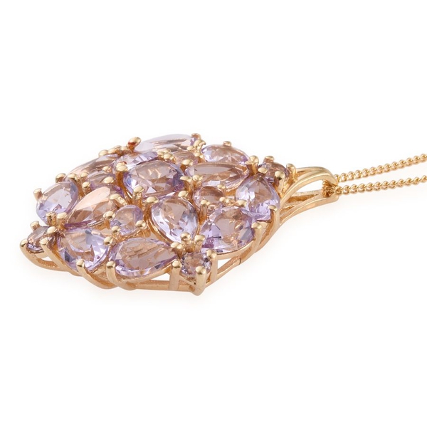 Rose De France Amethyst (Cush) Cluster Pendant With Chain in 14K Gold Overlay Sterling Silver 5.500 Ct.