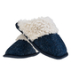 ARAN Tweed Slip-on Slippers with Fur Lining (Size:Medium 6-7) - Blue