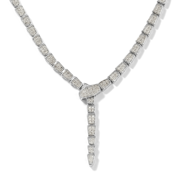 1.50 Ct Diamond Y Necklace in Platinum Plated Sterling Silver 18 Inch