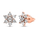 Diamond Floral Stud Earrings (with Push Back) in Rose Gold Overlay Sterling Silver