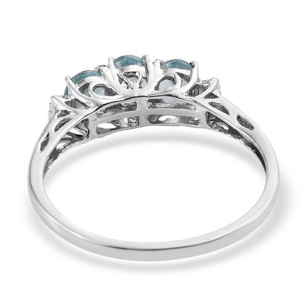 Paraibe Apatite (Ovl), Diamond Ring in Platinum Overlay Sterling Silver 1.010 Ct.