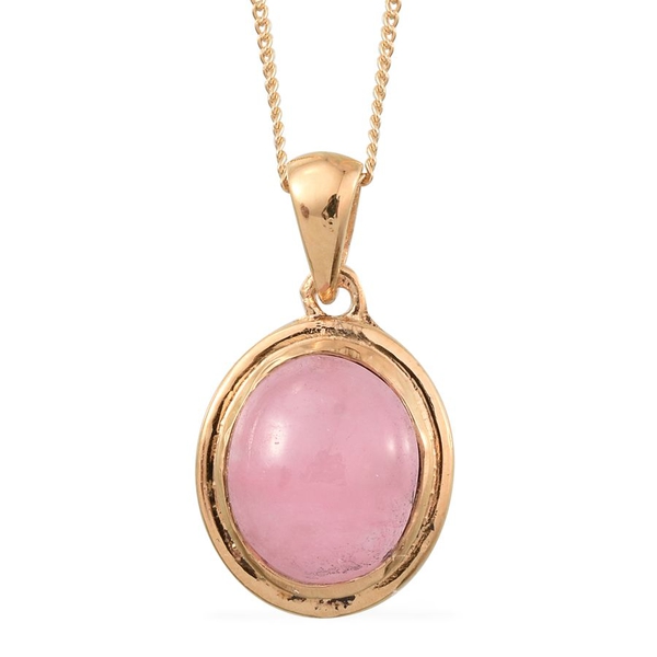 Pink Jade (Ovl) Solitaire Pendant With Chain (Size 18) in 14K Gold Overlay Sterling Silver 4.250 Ct.