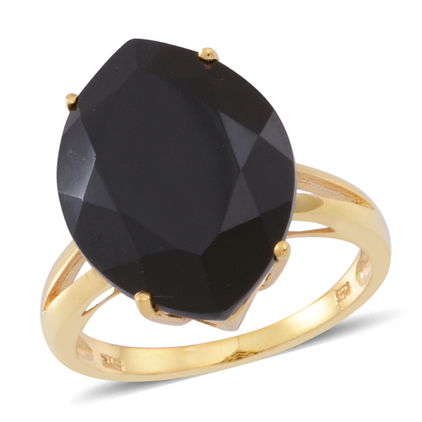 Boi Ploi Black Spinel (Mrq) Ring in 14K Gold Overlay Sterling Silver 14.500 Ct.
