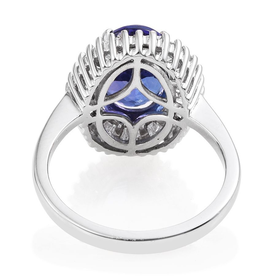 RHAPSODY 950 Platinum AAAA Tanzanite (Ovl 3.95 Ct), Diamond Ring 5.000 Ct.