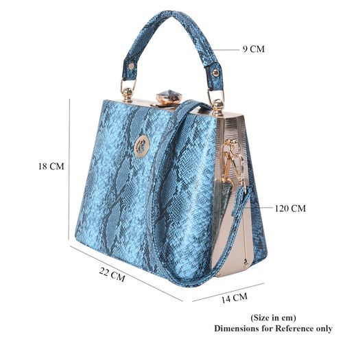 Snake Pattern Tote Bag with Detachable Shoulder Strap in Blue Colour Size 22x14x18 Cm - 3517066 ...