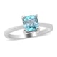 Close Out Deal- Ratanakiri Blue Zircon Solitaire Ring in Rhodium Overlay Sterling Silver 1.70 Ct.