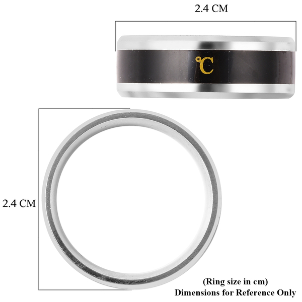 Celsius Temperature Band Ring in Black and Silver Tone