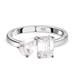 Moissanite Ring in Rhodium Overlay Sterling Silver 1.76 Ct.