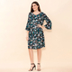 TAMSY 100% Viscose Floral Pattern Midi Dress (Size 8) - Black, Teal & Multi