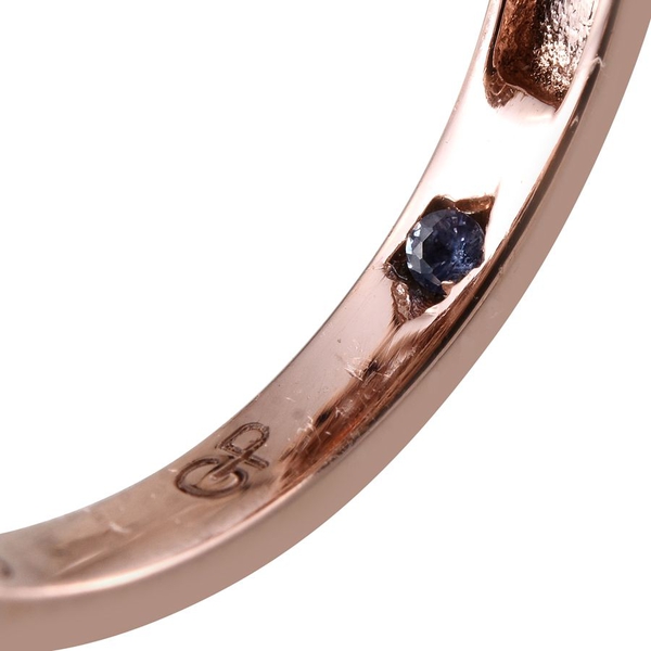 GP Mozambique Garnet, Kanchanaburi Blue Sapphire and Boi Ploi Black Spinel Ring in Rose Gold Overlay Sterling Silver 4.000 Ct. Silver wt 7.80 Gms. Number of Gemstone 117