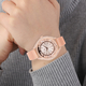 STRADA Japanese Movement Silver Dial Crystal Studded Water Resistant Watch in Rose Gold Colour Mesh Belt