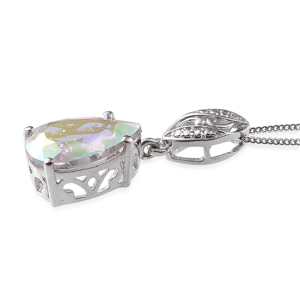 Mercury Mystic Topaz (Pear) Solitaire Pendant With Chain in Platinum Overlay Sterling Silver 4.400 Ct.