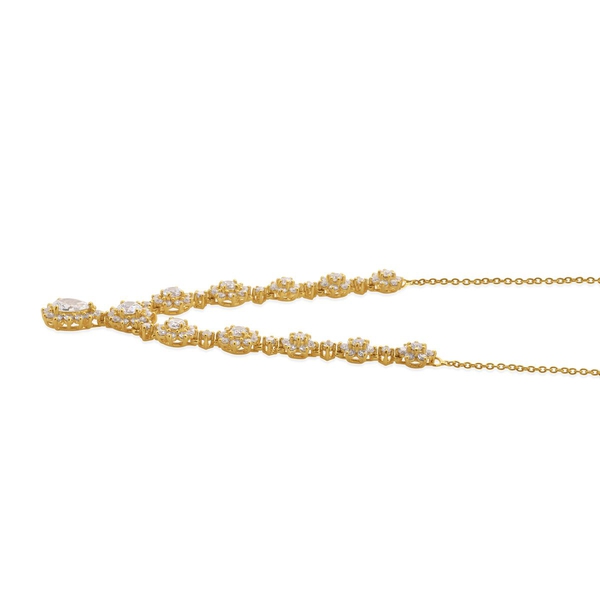 Lustro Stella - 14K Gold Overlay Sterling Silver (Pear) Necklace (Size 18) Made with Finest CZ 5.590 Ct.