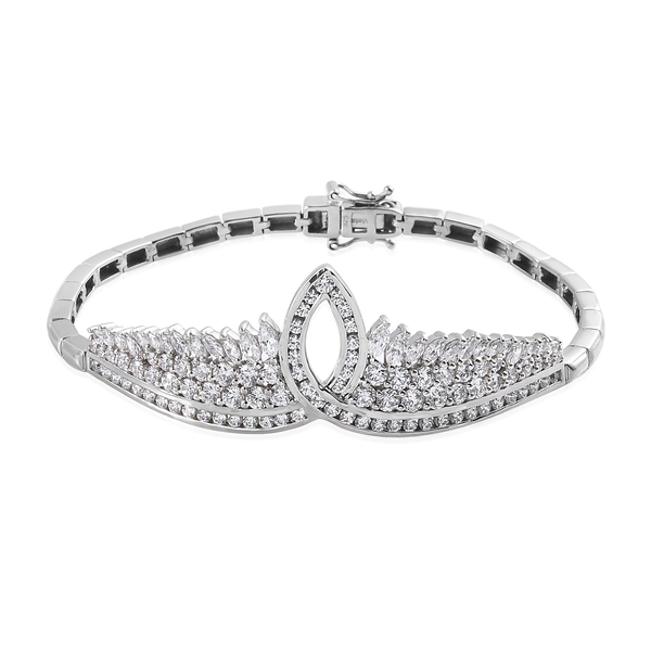 Lustro Stella Platinum Overlay Sterling Silver Crown Bracelet (Size-7.5) Made with Finest CZ 10.46 C