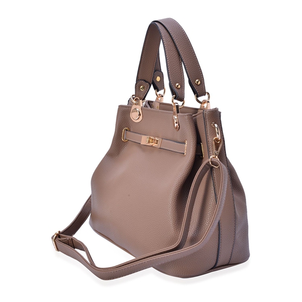 Beige Colour Tote Bag with Adjustable and Removable Shoulder Strap (Size 31.5x24x16 Cm)