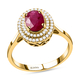 18K Yellow Gold  AAA   Ruby ,  White Diamond  SI Solitaire Ring 1.60 ct,  Gold Wt. 4.31 Gms  1.600  