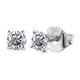 Moissanite Stud Earrings (With Push Back) in Platinum Overlay Sterling Silver
