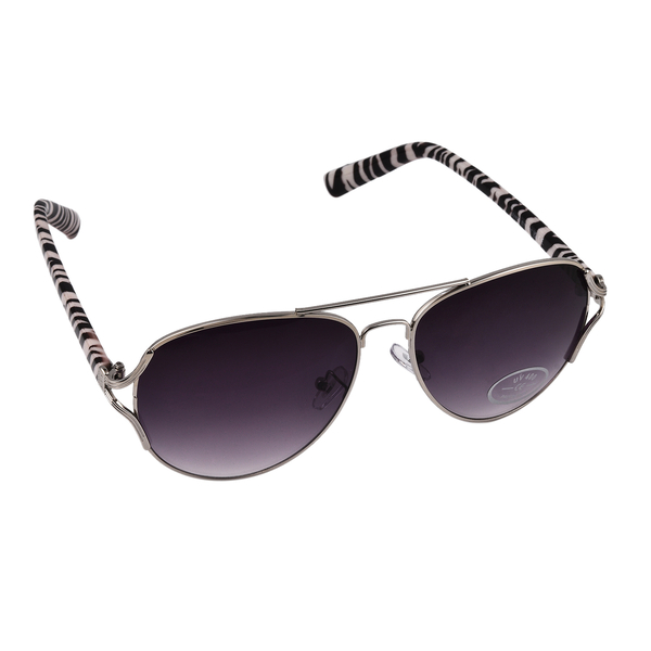 Wayfarer Sunglasses with Polycarbonate Frame Lens - Silver & Dark Blue