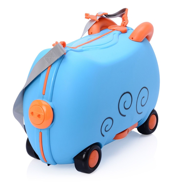 Blue Colour Pig Shape Suitcase with Adjustable and Removable Shoulder Strap (Size 40x24x14 Cm)