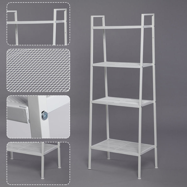 Four Tier Multifunctional Ladder-Shaped Storage Shelf (Size 60x35x147 cm) - White
