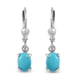 Arizona Sleeping Beauty Turquoise (Ovl) Earrings (With Lever Back) in Platinum Overlay Sterling Silv