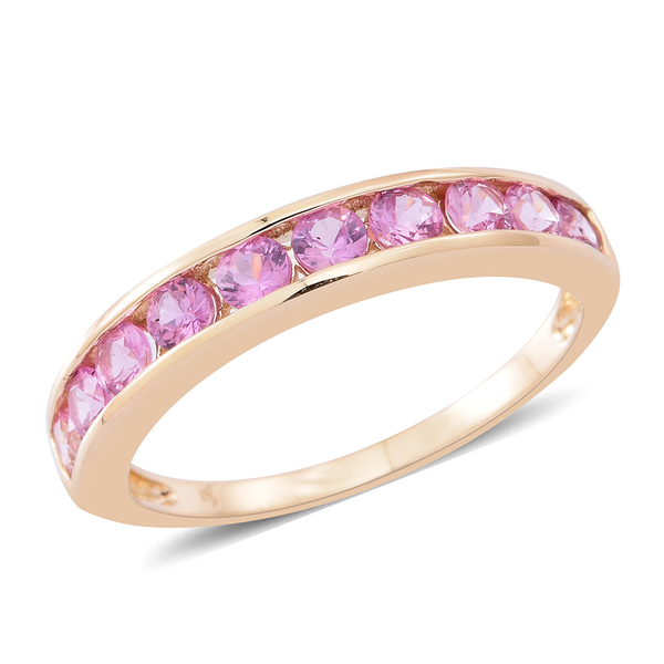 9K Yellow Gold AAA Pink Sapphire (Rnd) Half Eternity Band Ring 1.250 Ct.