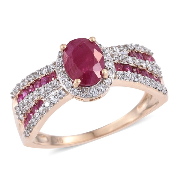 9K Y Gold AAA Ruby (Ovl 1.50 Ct), Natural Cambodian Zircon Ring 2.750 Ct. Gold Wt 3.5 Gms.