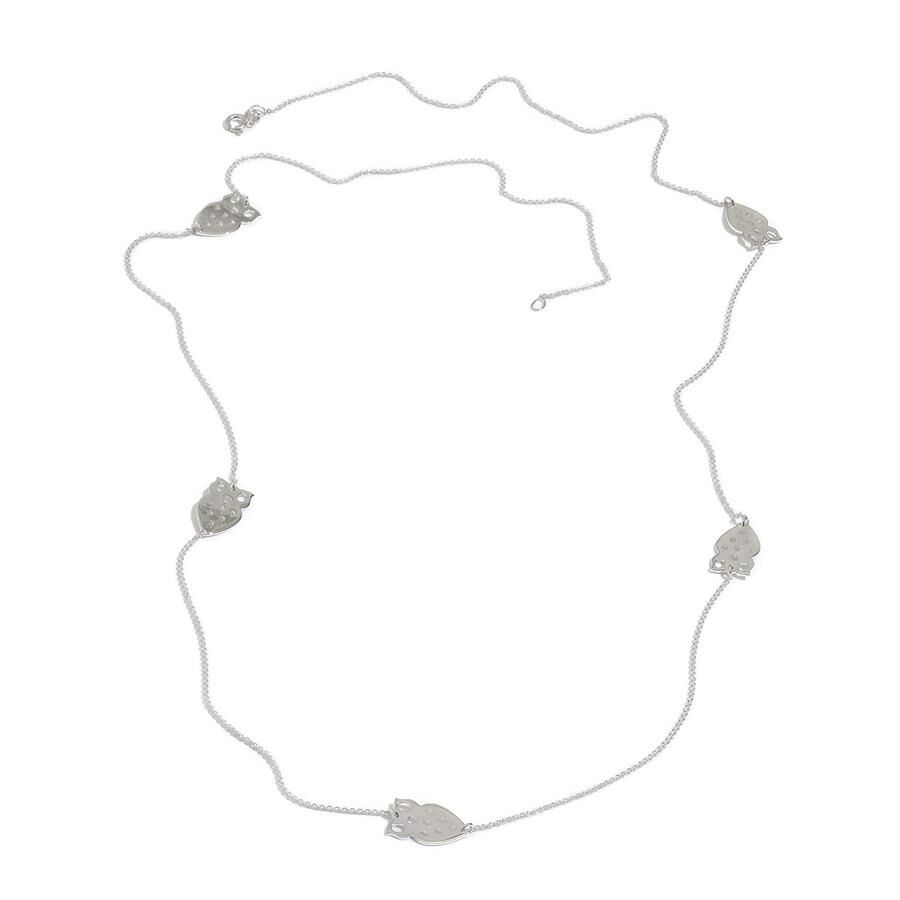 Designer Inspired Sterling Silver Owl Necklace (Size 30), Silver wt 5.59 Gms.