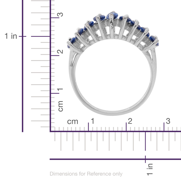 ELANZA AAA Simulated Ceylon Sapphire (Mrq) Half Eternity Ring in Rhodium Plated Sterling Silver