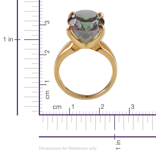 Northern Lights Mystic Topaz (Ovl) Solitaire Ring in 14K Gold Overlay Sterling Silver 15.500 Ct.