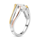 Moissanite Bypass Ring in Platinum,Vermeil Yellow Gold,Rose Gold Overlay Sterling Silver
