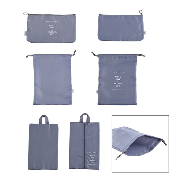 Set of 7 - Luggage Organiser Set (Includes Large Bag, Small Bag, Medium Bag, Extra Small Bag, Laundry Bag, Shoe Bag and Flat Bag) - Grey Colour