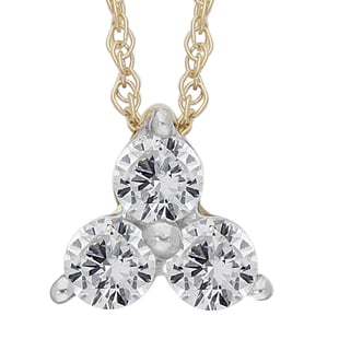 9K Yellow Gold SGL Certified Diamond (Rnd) (I3/G-H) Trilogy Pendant with Chain (Size 18) 0.25 Ct.