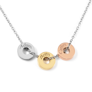Personalised Engravable 3 Polo Charm Necklace with 20 Inch Chain In Stainless Steel