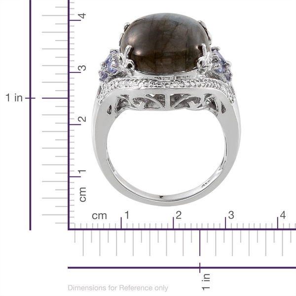 Labradorite (Ovl 20.00 Ct), Tanzanite Ring in Platinum Overlay Sterling Silver 20.500 Ct.