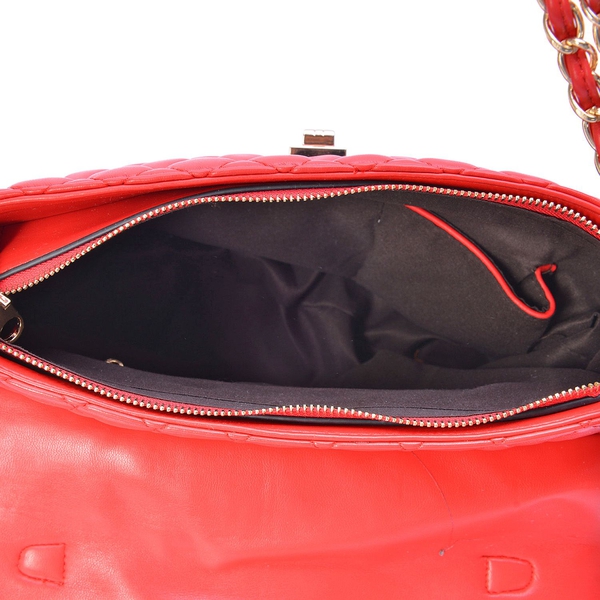Red Colour Diamond Pattern Tote Bag (Size 32x22x11 Cm)