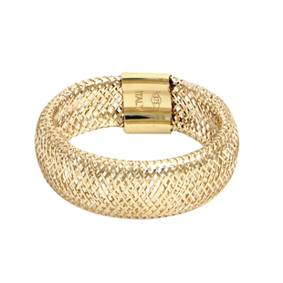 Italian Made - 9K Yellow Gold Stretchable Mesh Ring