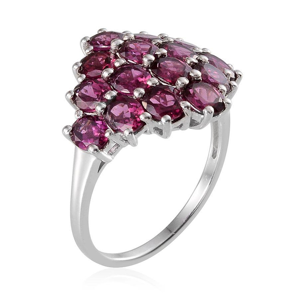 Orissa Rhodolite Garnet (Ovl) Cluster Ring in Platinum Overlay Sterling ...