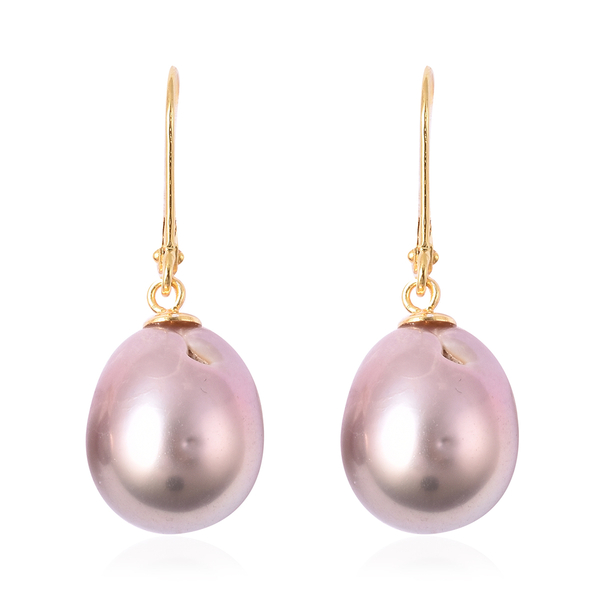 TJC Launch - Edison Baroque Purple Pearl  Lever Back Earrings in Yellow Gold Overlay Sterling Silver