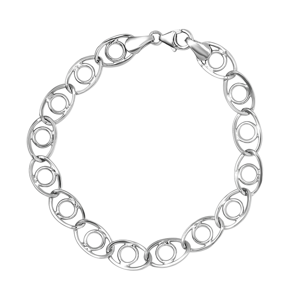 One Time Close Out Buy - Platinum Overlay Sterling Silver Link Bracelet (Size - 7.5) with Lobster Cl