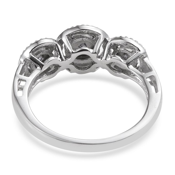 Diamond (Rnd) 3 Stone Ring in Platinum Overlay Sterling Silver 0.050 Ct.