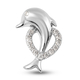 ELANZA Simulated Diamond Dolphin Pendant in Rhodium Overlay Sterling Silver