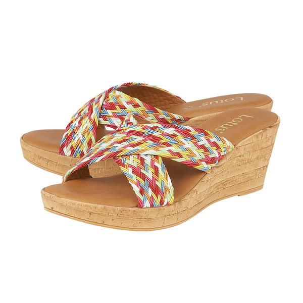 Lotus Jacinta Mule Wedge Sandals (Size 4) - Rainbow