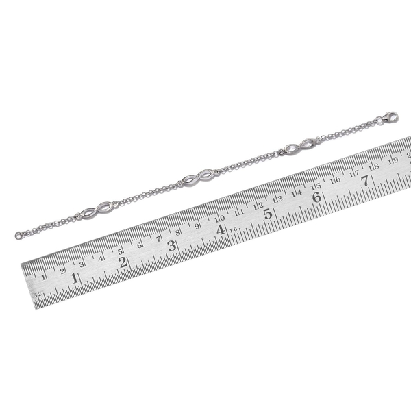 Platinum Overlay Sterling Silver Infinity Bracelet (Size 7.5), Silver wt 3.75 Gms.