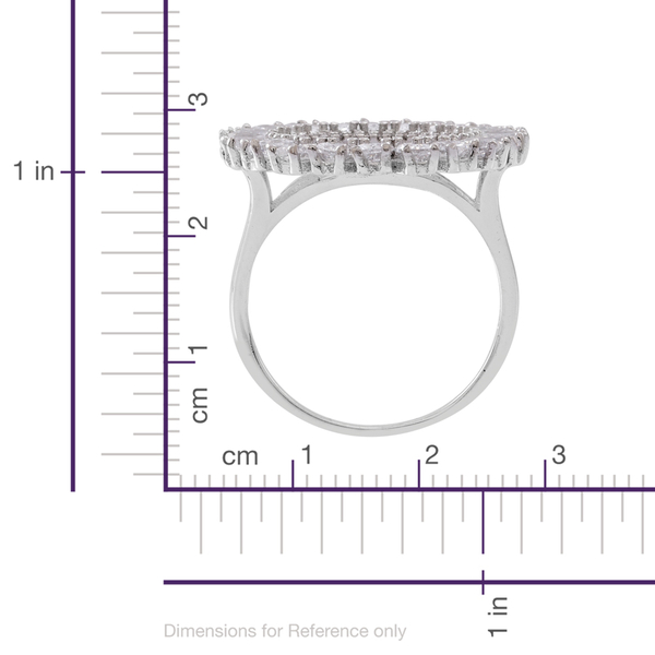ELANZA AAA Simulated Diamond (Ovl) Ring in Rhodium Plated Sterling Silver
