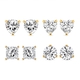 Set of 4 - ELANZA Simulated Diamond Stud Earrings (with Push Back) in 14K Gold Overlay Sterling Silv