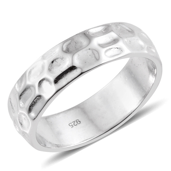 Silver 6mm Texture Band Ring in Platinum Overlay, Silver Wt. 5.68 Gms.
